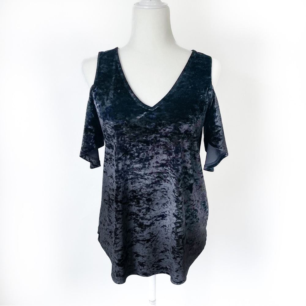 Crushed Velvet Cold Shoulder Top